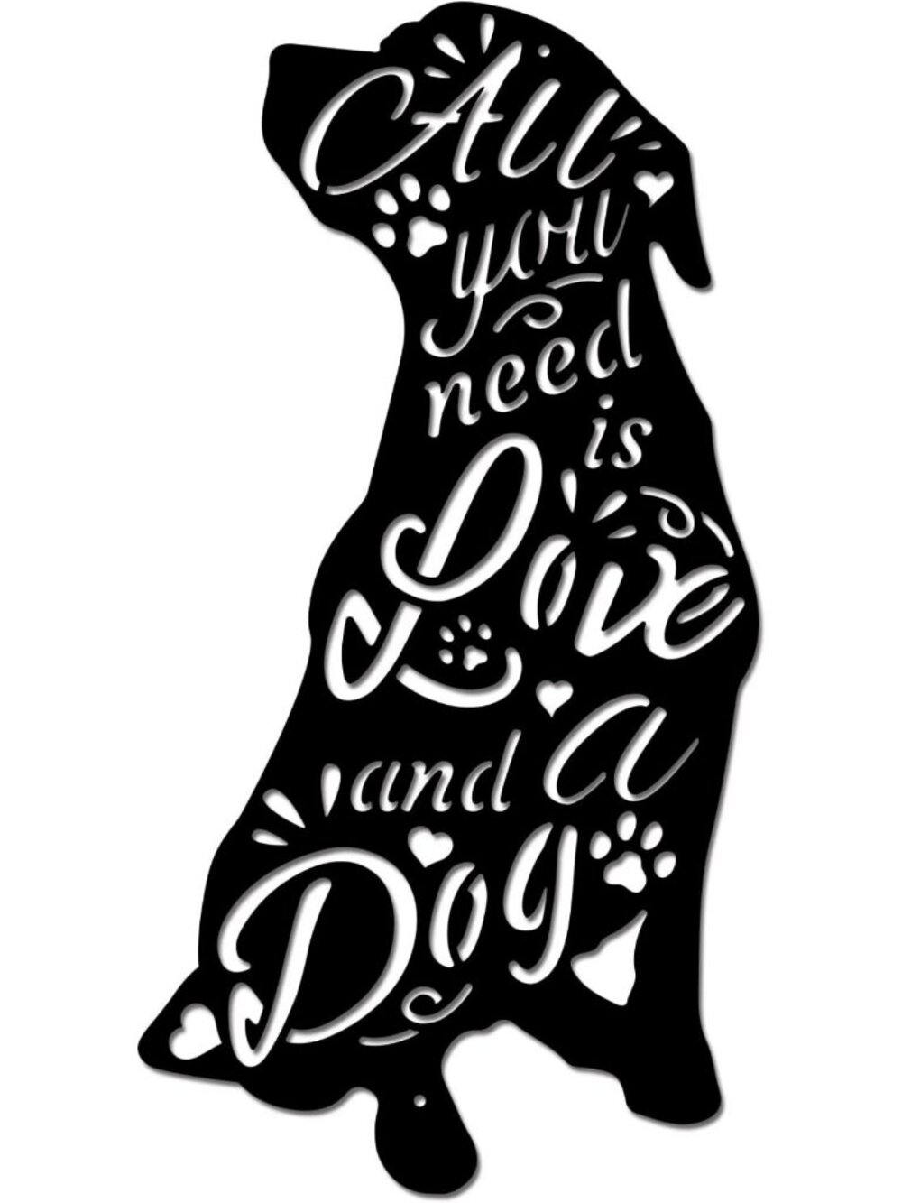 Love & Dog Metal Wall Art Decor - Stylish Cutout for Home, Garden & Office